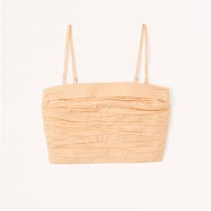 Abercrombie & Fitch Strapless Poplin Ruched Top